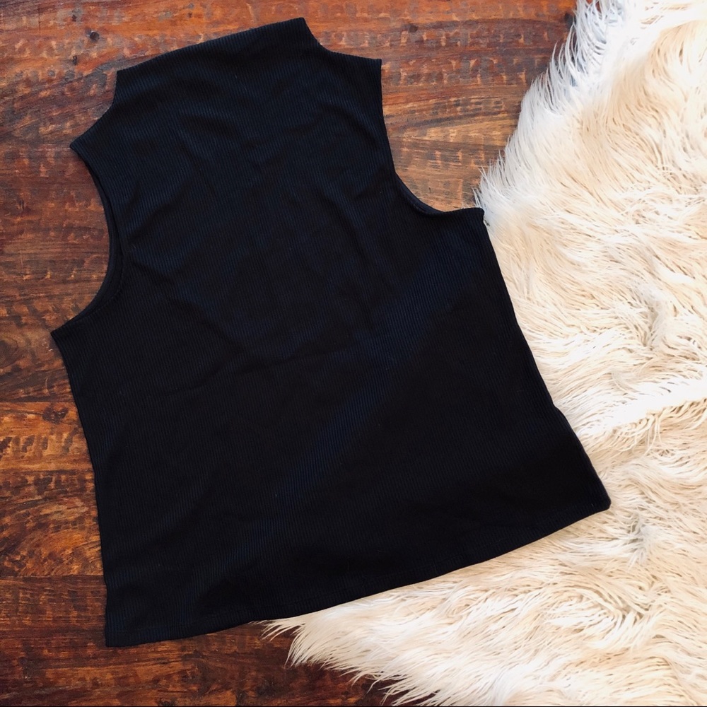 Ribbed High Boat Neck Tank